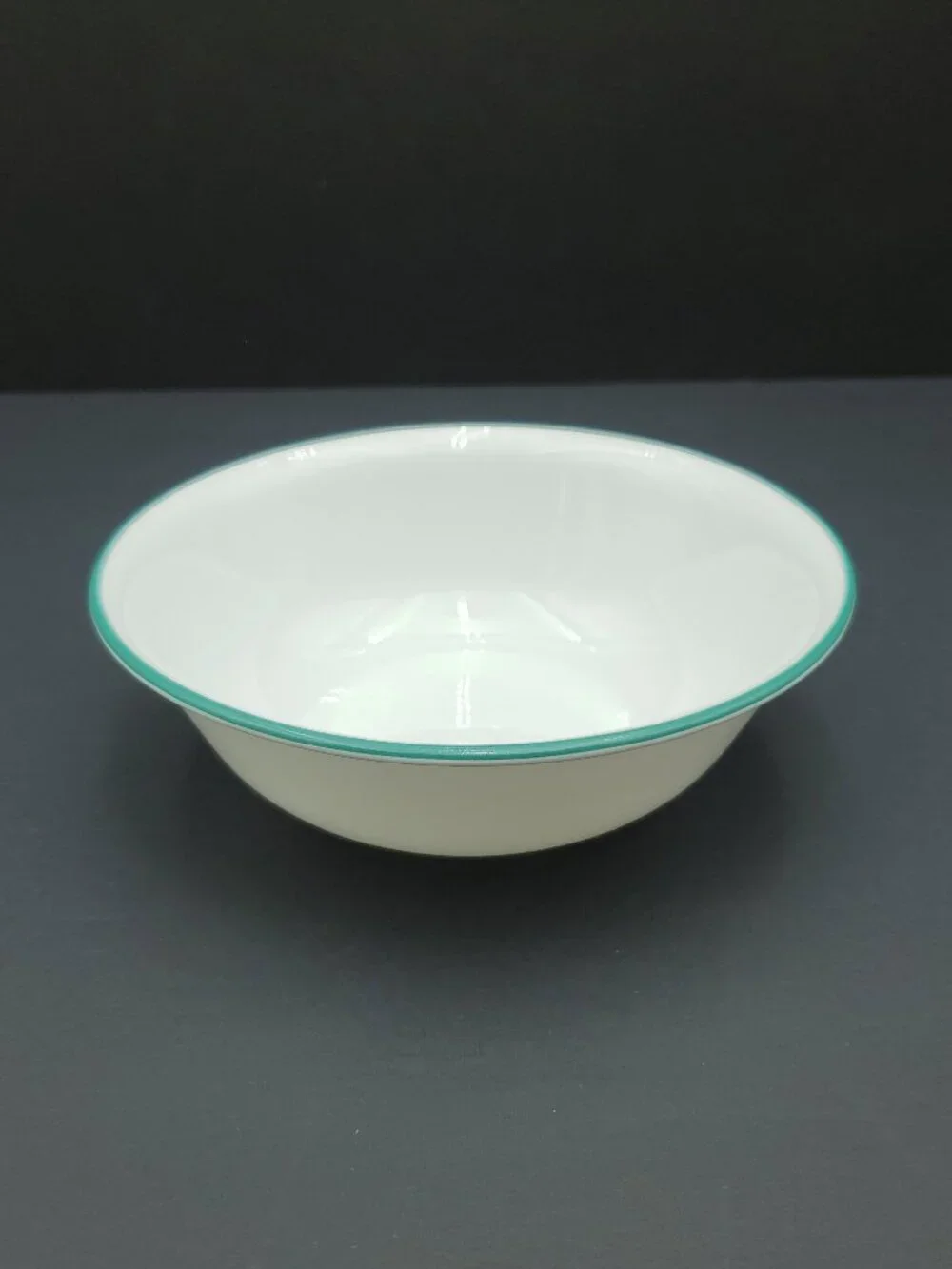 Corelle Penelope Soup Bowls Corning White Cereal Bowls with Dark Green Edge